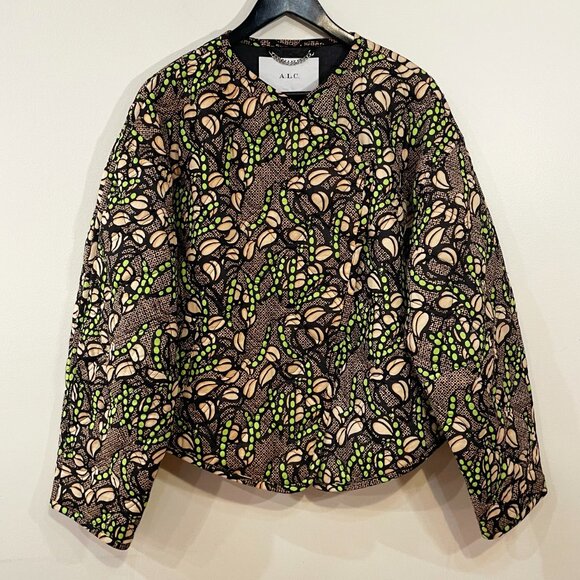 Last Chance! New ALC Emory 100% Cotton Quilted Boho Jacket Beige Green sz M $595 - Picture 3 of 9